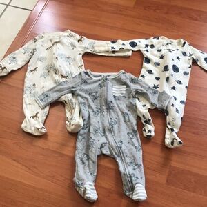 Set of 3 Footed Baby Sleepers -